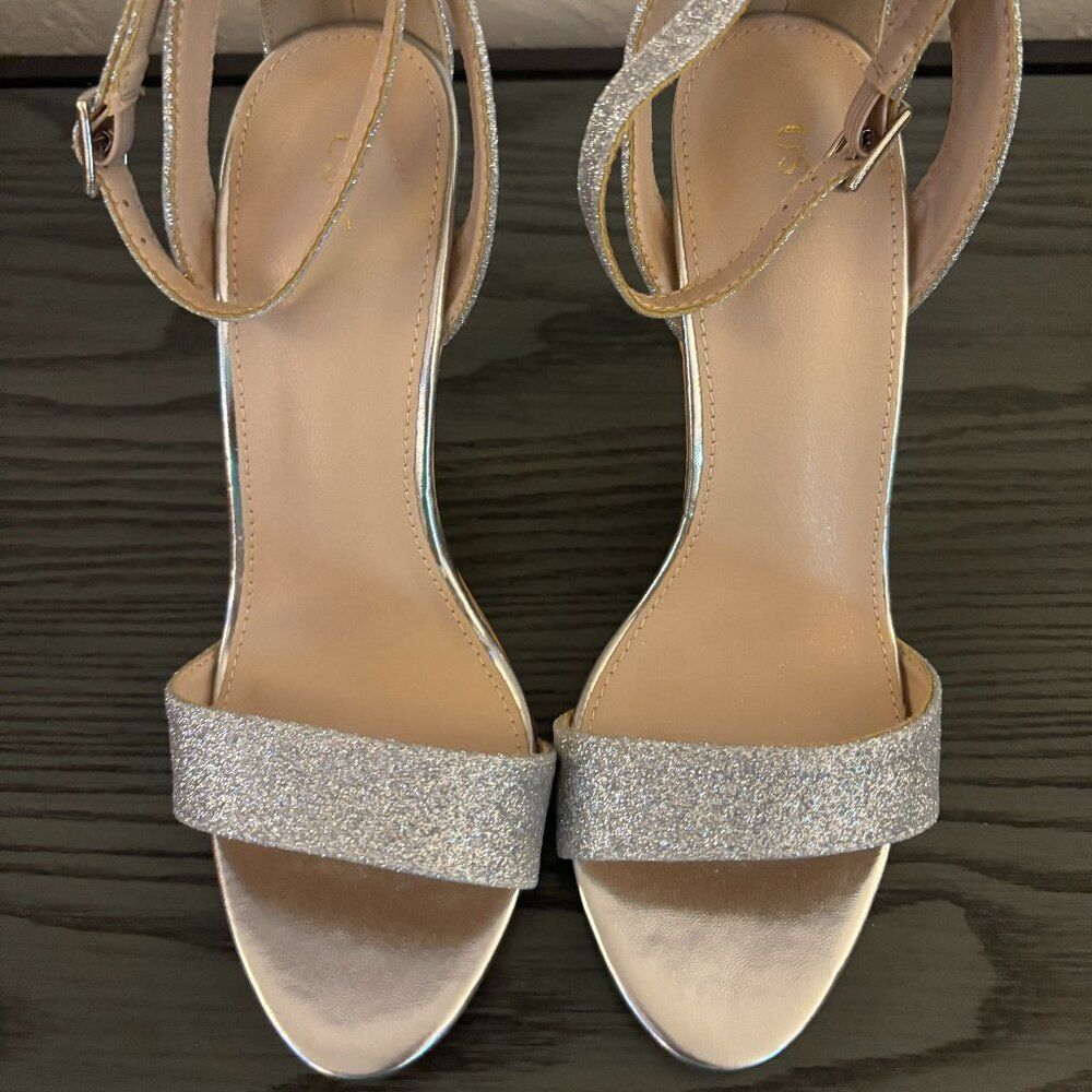 Women's Silver Glitter Fashion Stilettos Open Toe Pump Heel - Size 6 - 1160 - Picture 1 of 3